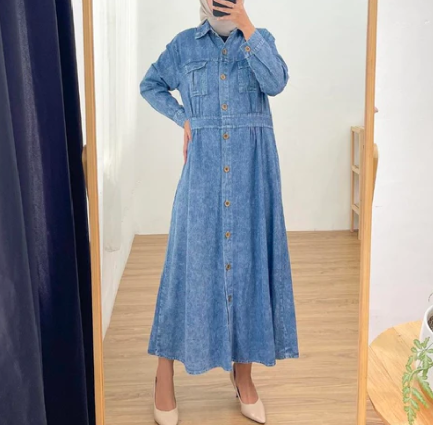 Raissa Denim Abaya
