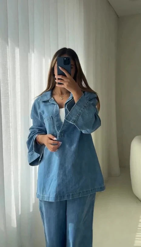 Button Down Denim Set