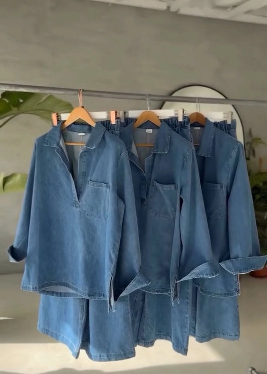 Button Down Denim Set